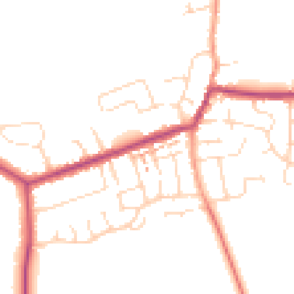 Daytime road noise heatmap for NN29 7DA
