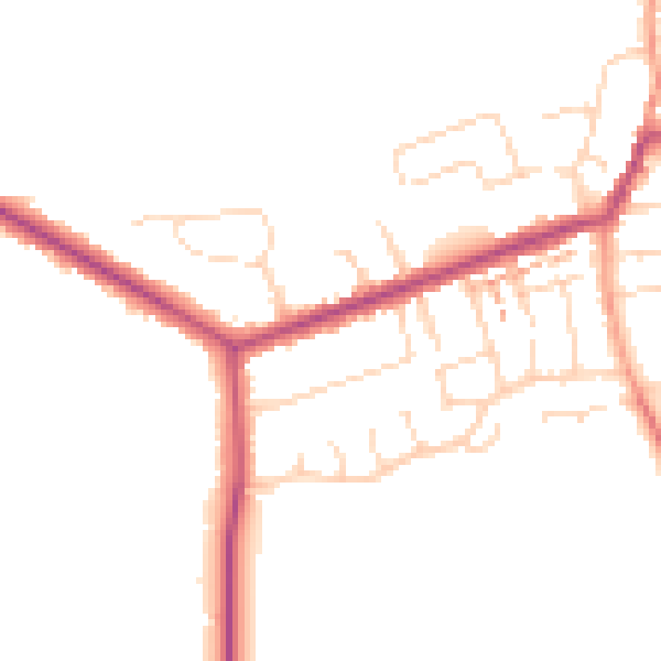 Daytime road noise heatmap for NN29 7DD