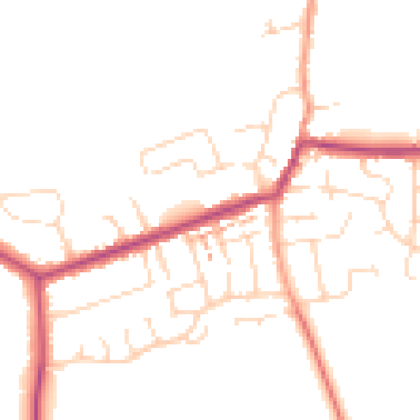 Daytime road noise heatmap for NN29 7DE
