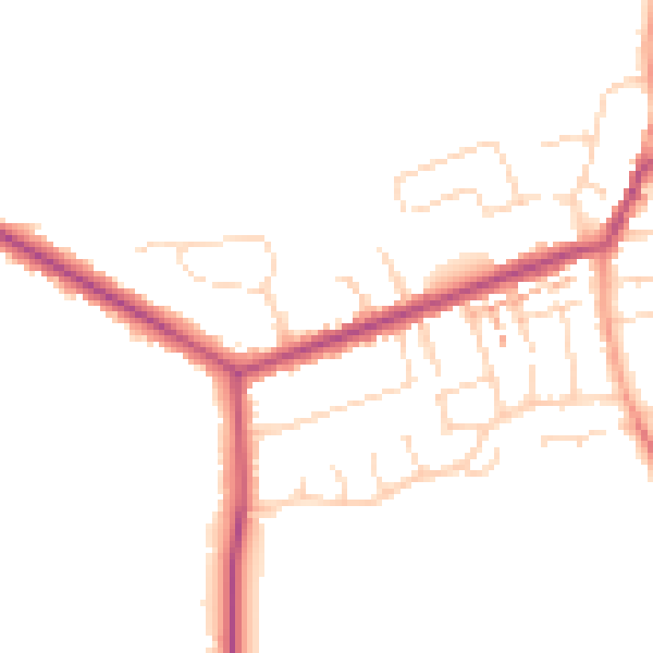 Daytime road noise heatmap for NN29 7DF