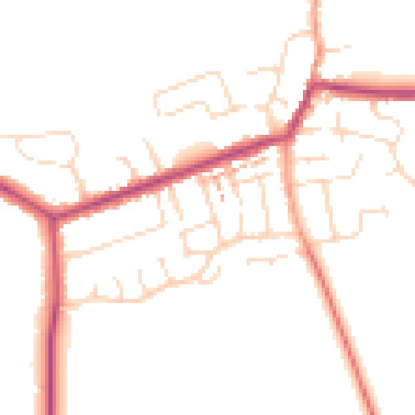 Daytime road noise heatmap for NN29 7DT