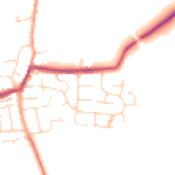 Daytime road noise heatmap for NN29 7EB