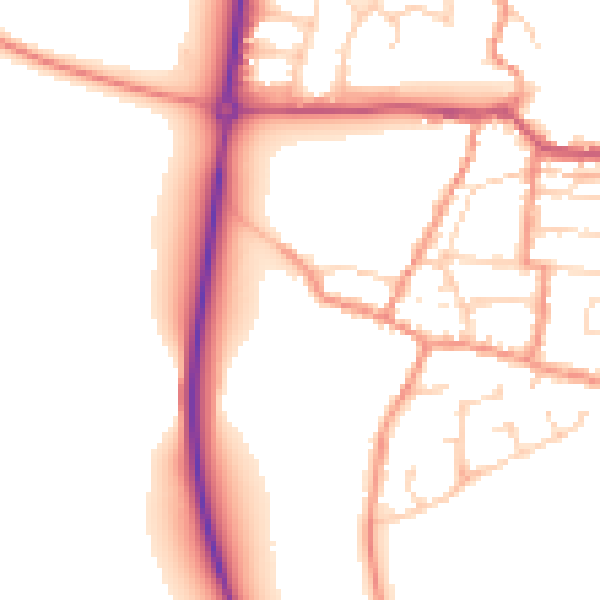 Daytime road noise heatmap for NN29 7FB