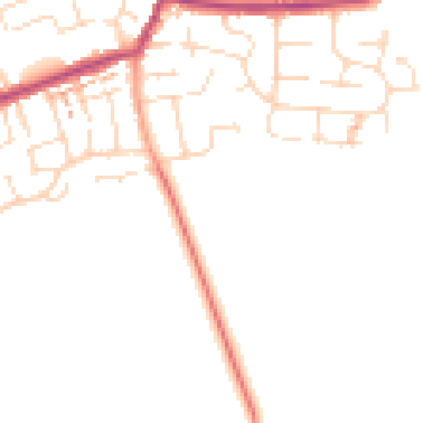 Daytime road noise heatmap for NN29 7FJ