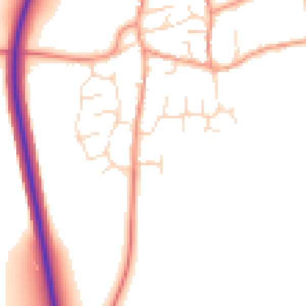 Daytime road noise heatmap for NN29 7HH