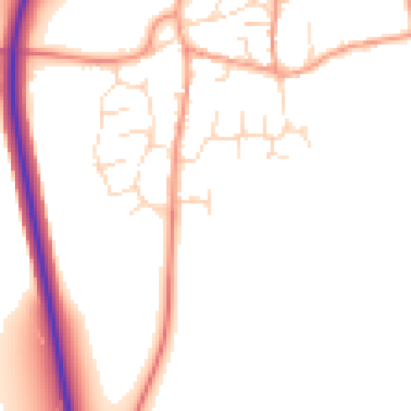 Daytime road noise heatmap for NN29 7HW