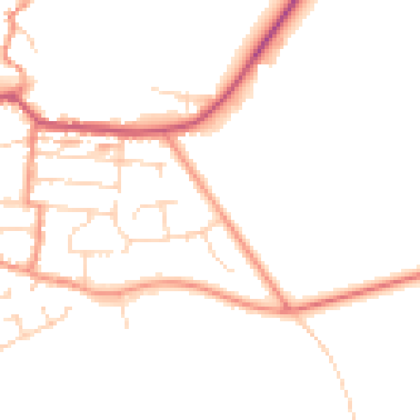 Daytime road noise heatmap for NN29 7PQ