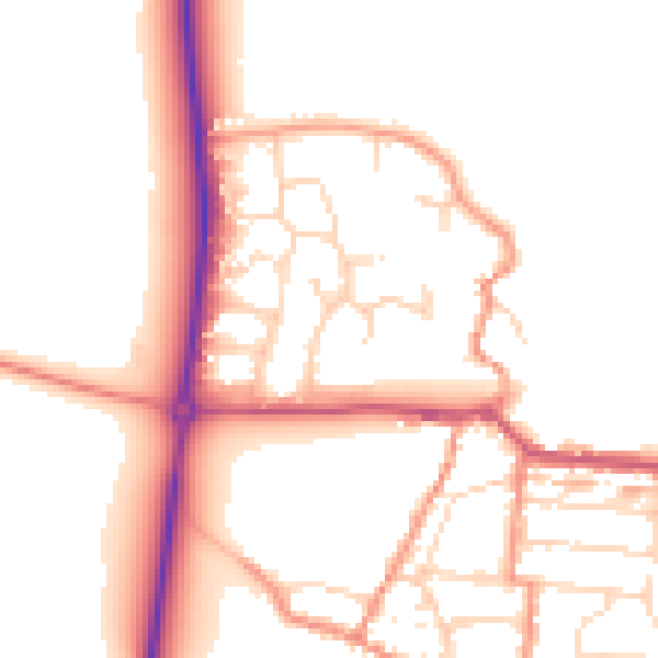 Daytime road noise heatmap for NN29 7PW