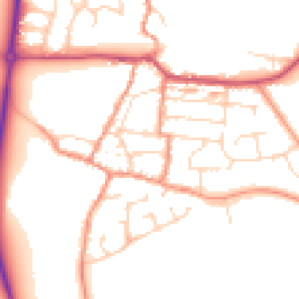 Daytime road noise heatmap for NN29 7QN