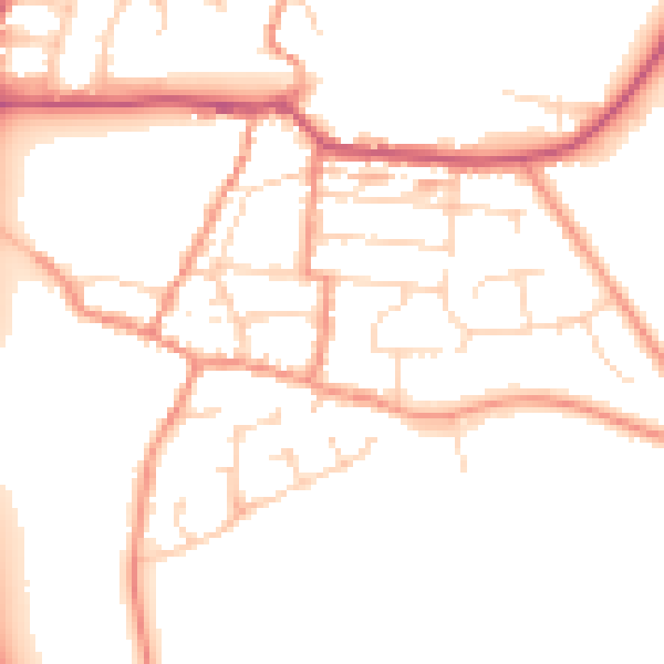 Daytime road noise heatmap for NN29 7QZ