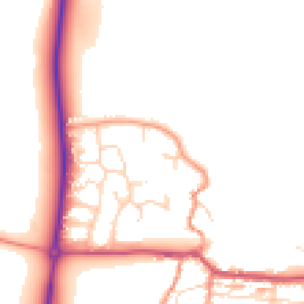 Daytime road noise heatmap for NN29 7SQ
