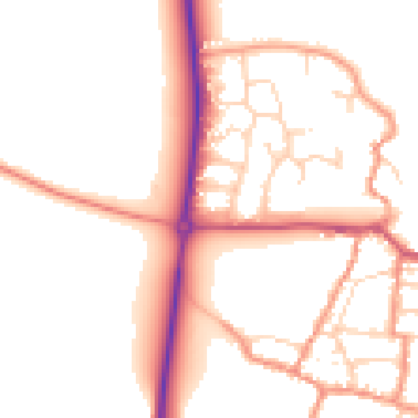 Daytime road noise heatmap for NN29 7SS