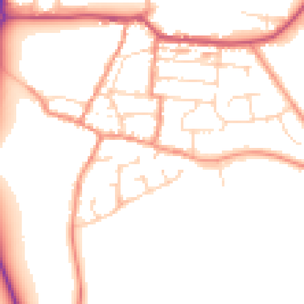 Daytime road noise heatmap for NN29 7SZ