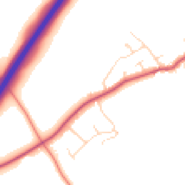 Daytime road noise heatmap for NN29 7UD