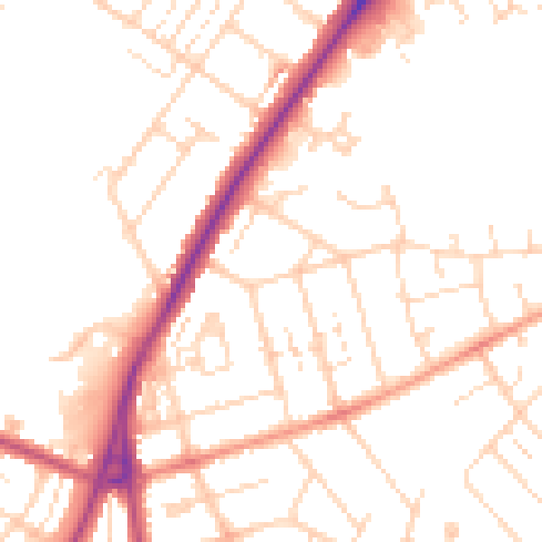 Daytime road noise heatmap for NN3 2AA