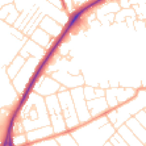 Daytime road noise heatmap for NN3 2AQ