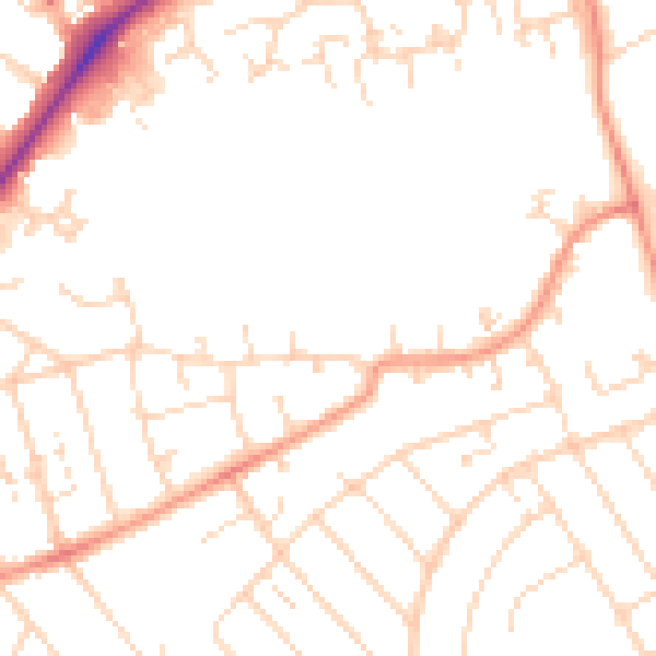 Daytime road noise heatmap for NN3 2AW