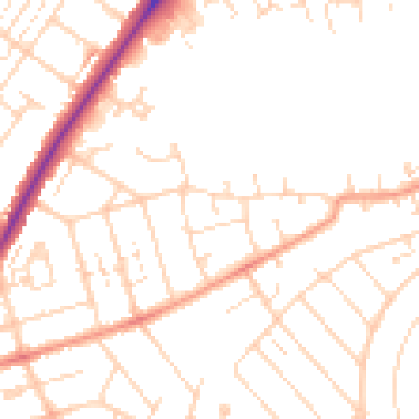 Daytime road noise heatmap for NN3 2BD