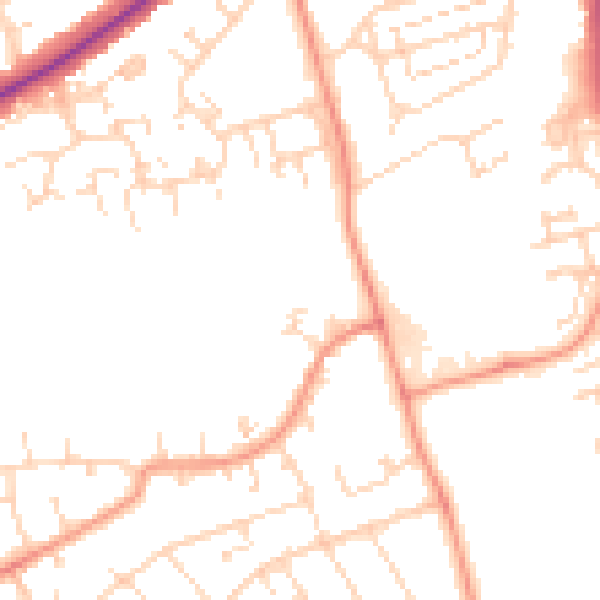 Daytime road noise heatmap for NN3 2BE