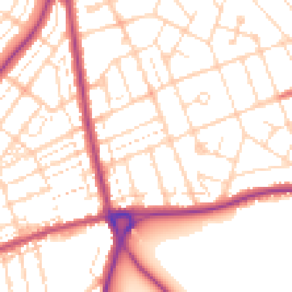 Daytime road noise heatmap for NN3 2BZ