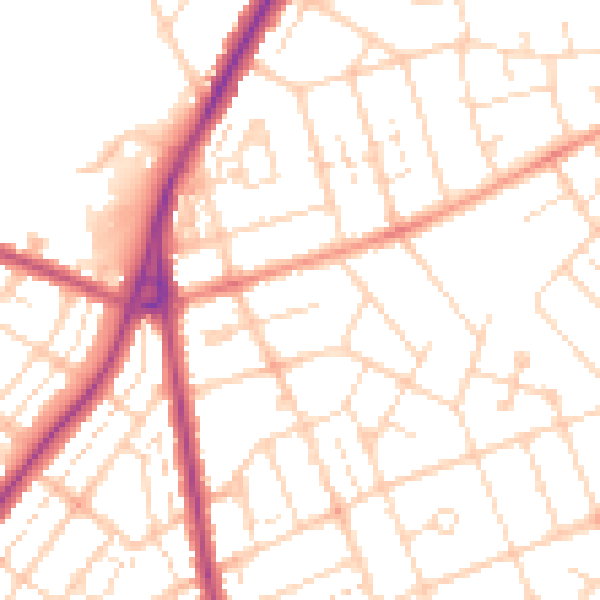 Daytime road noise heatmap for NN3 2JR