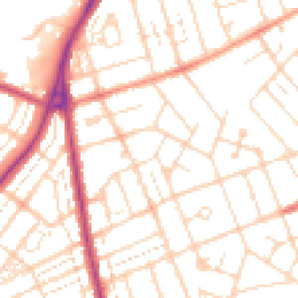 Daytime road noise heatmap for NN3 2JT