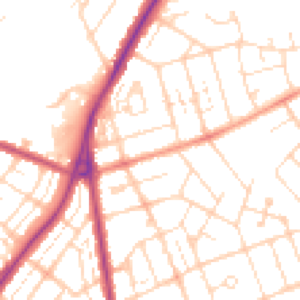 Daytime road noise heatmap for NN3 2QX