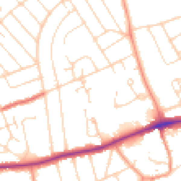 Daytime road noise heatmap for NN3 2TJ