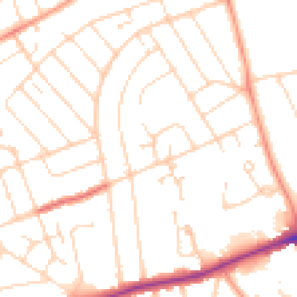 Daytime road noise heatmap for NN3 2TQ
