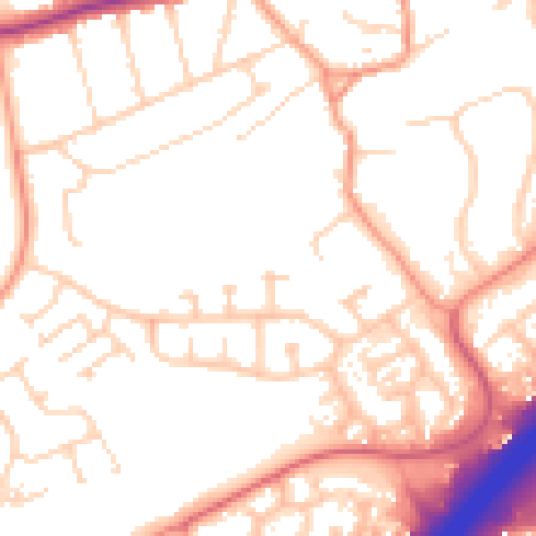 Daytime road noise heatmap for NN3 3AJ