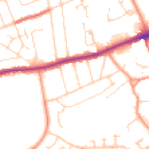 Daytime road noise heatmap for NN3 3BW