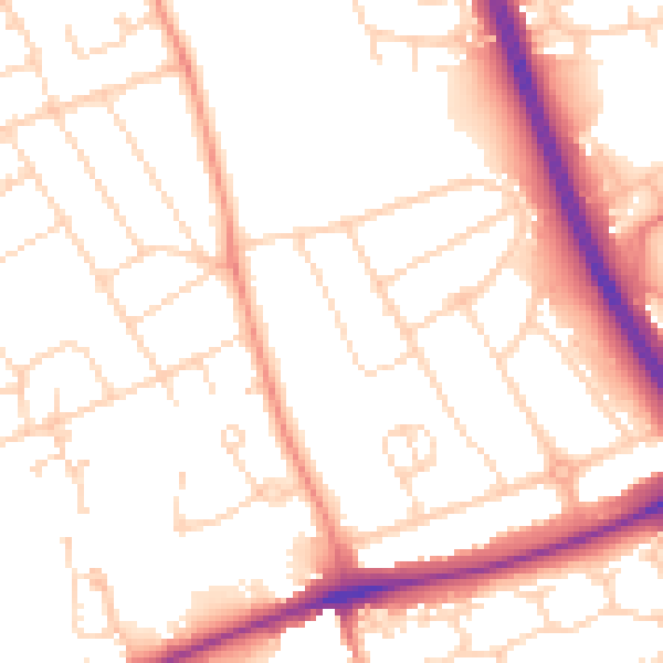 Daytime road noise heatmap for NN3 3EU