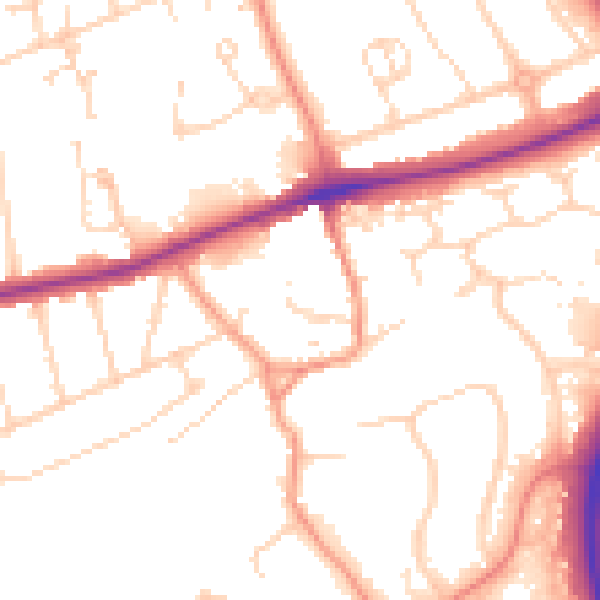 Daytime road noise heatmap for NN3 3JT
