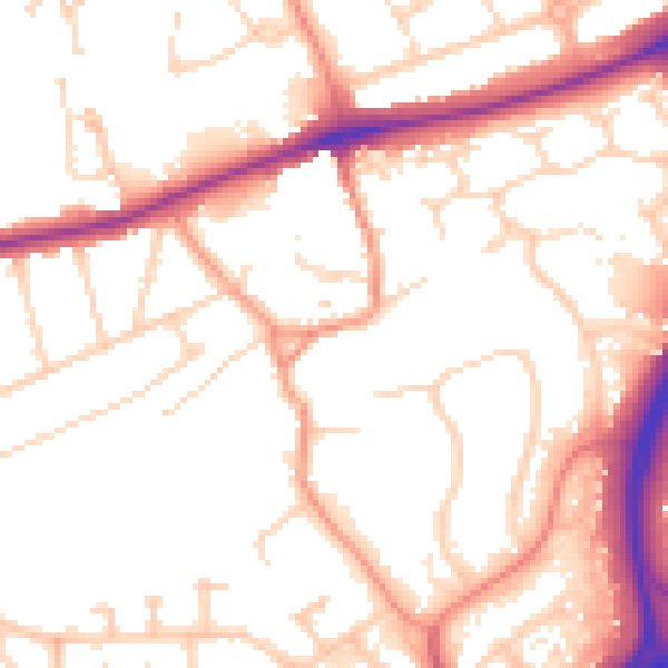Daytime road noise heatmap for NN3 3JX