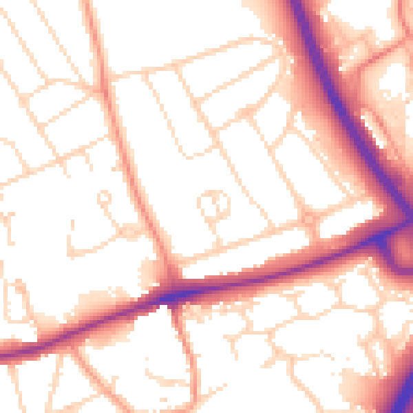 Daytime road noise heatmap for NN3 3JY