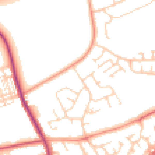 Daytime road noise heatmap for NN3 3NJ