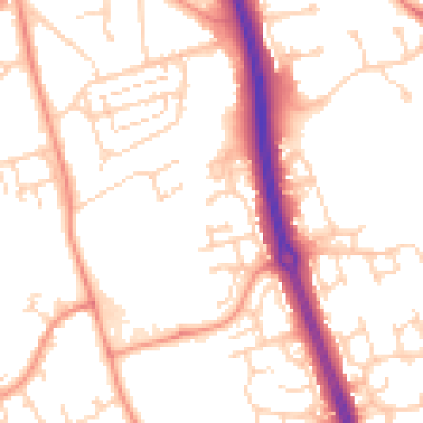 Daytime road noise heatmap for NN3 3RJ