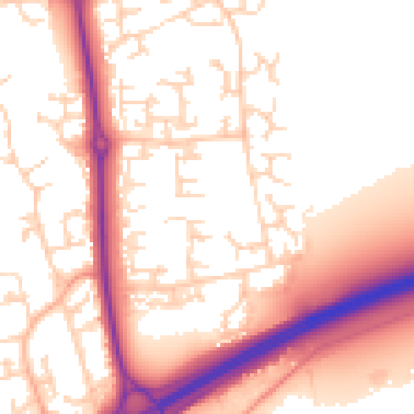 Daytime road noise heatmap for NN3 5AQ