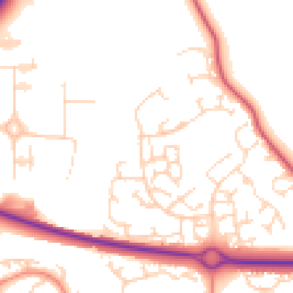 Daytime road noise heatmap for NN3 5AS