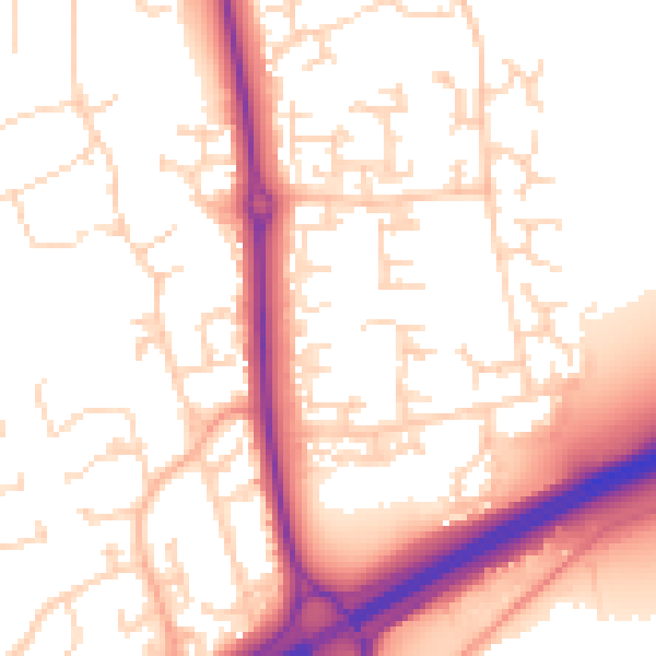 Daytime road noise heatmap for NN3 5AW