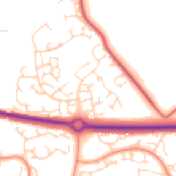 Daytime road noise heatmap for NN3 5BB