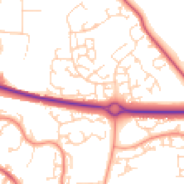Daytime road noise heatmap for NN3 5DJ