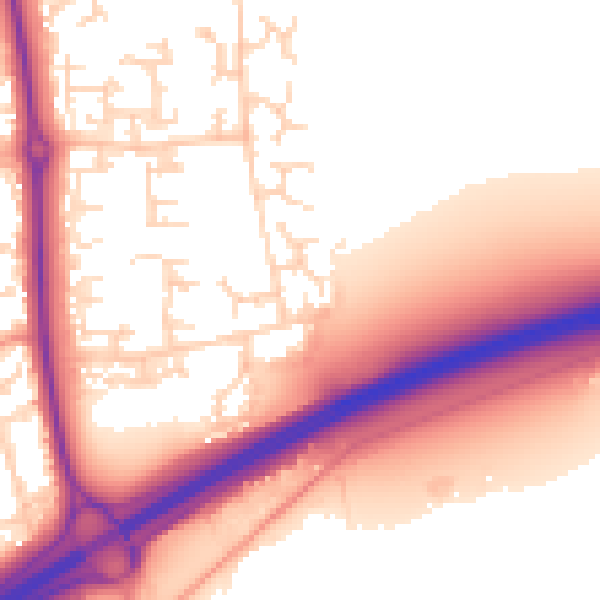 Daytime road noise heatmap for NN3 5EA
