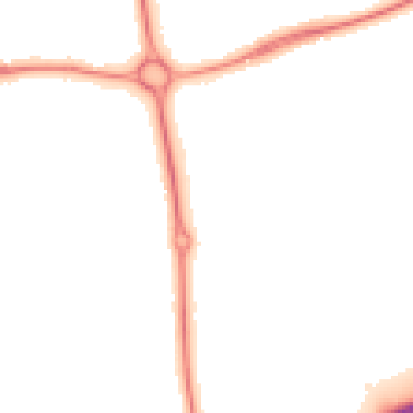 Night-time road noise heatmap for NN3 5HG