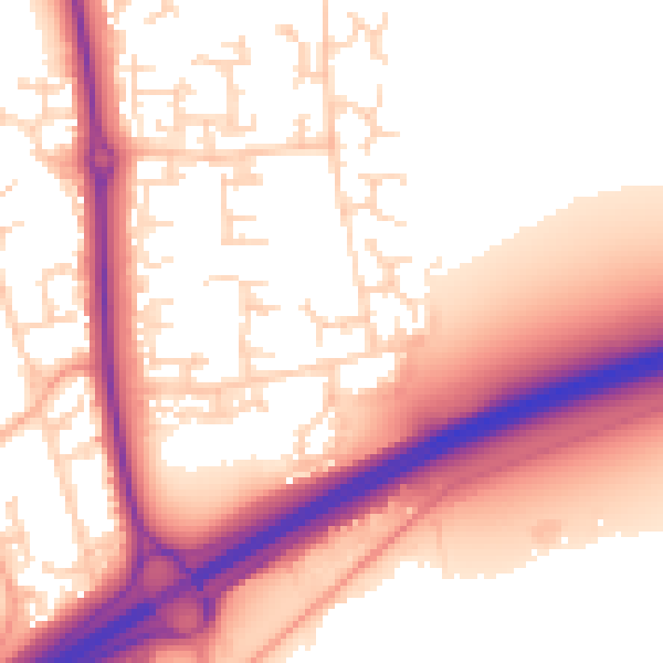 Daytime road noise heatmap for NN3 5HW