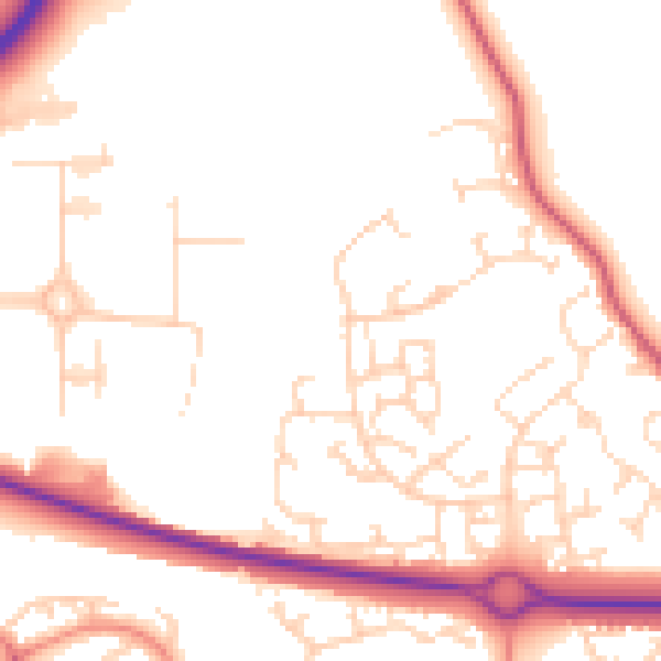 Daytime road noise heatmap for NN3 5JR