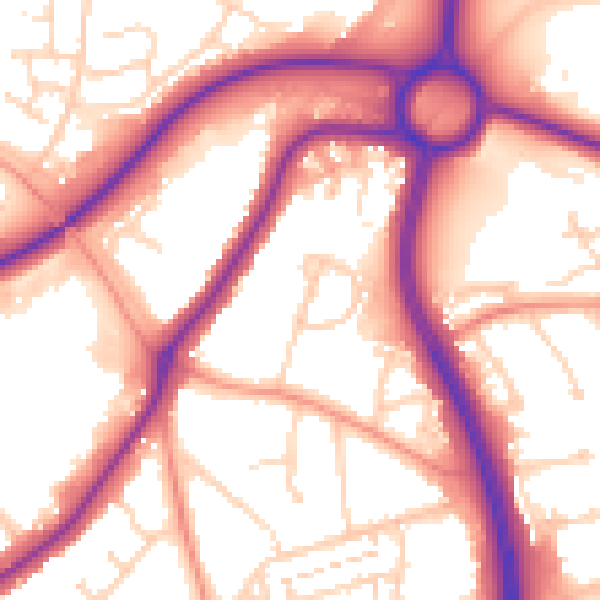 Daytime road noise heatmap for NN3 6AF