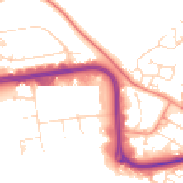 Daytime road noise heatmap for NN3 6AQ