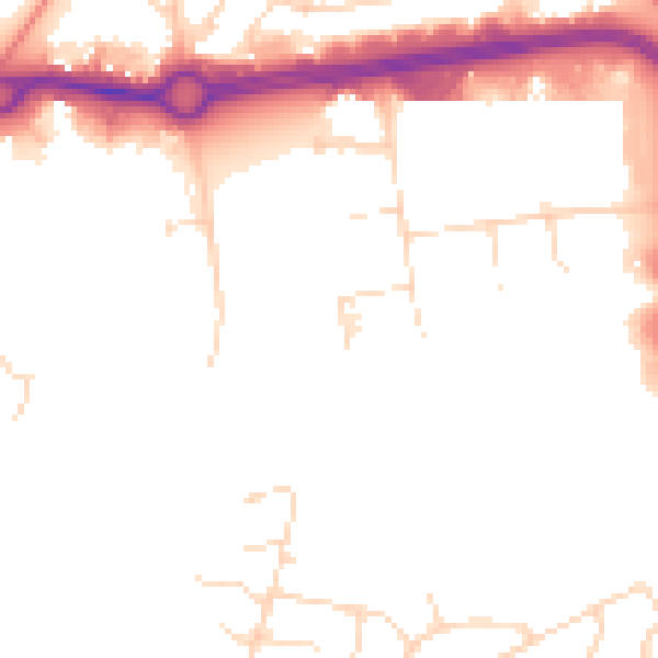 Daytime road noise heatmap for NN3 6JA