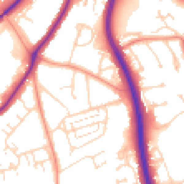 Daytime road noise heatmap for NN3 6JX